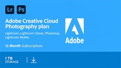 Adobe Creative Cloud Photography plan with 1TB 1 Year Subscription